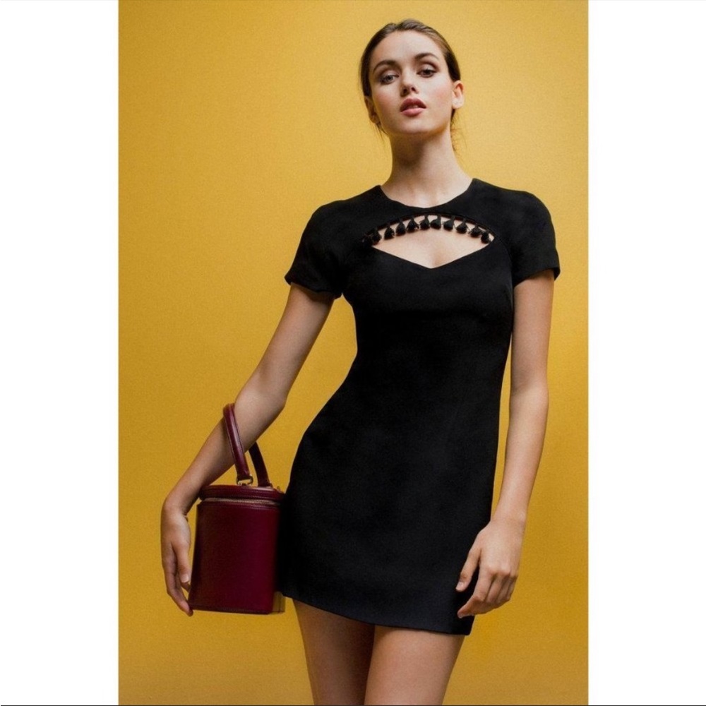 STAUD tassel mini dress